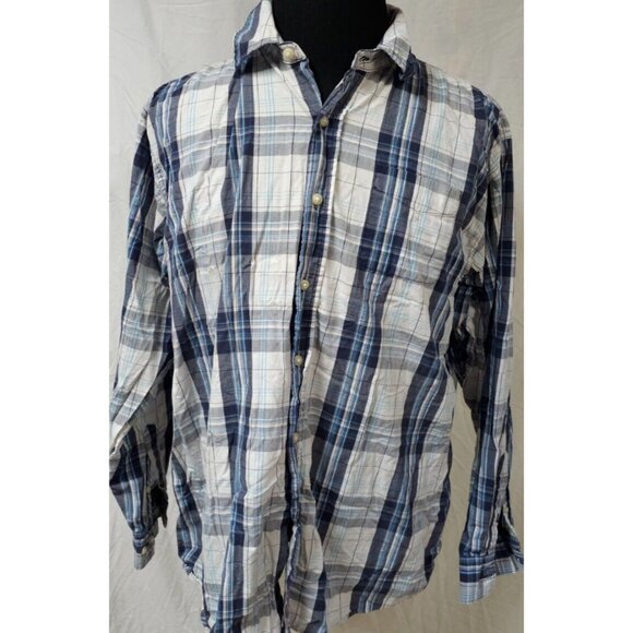 Wrangler Jeans Co Mens XL Blue Plaid Long Sleeves Button Up Western Shirt - Picture 1 of 11